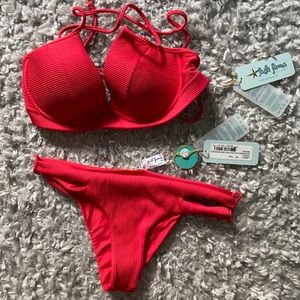 NWT Luli Fama bikini Small top/ Med bottoms
